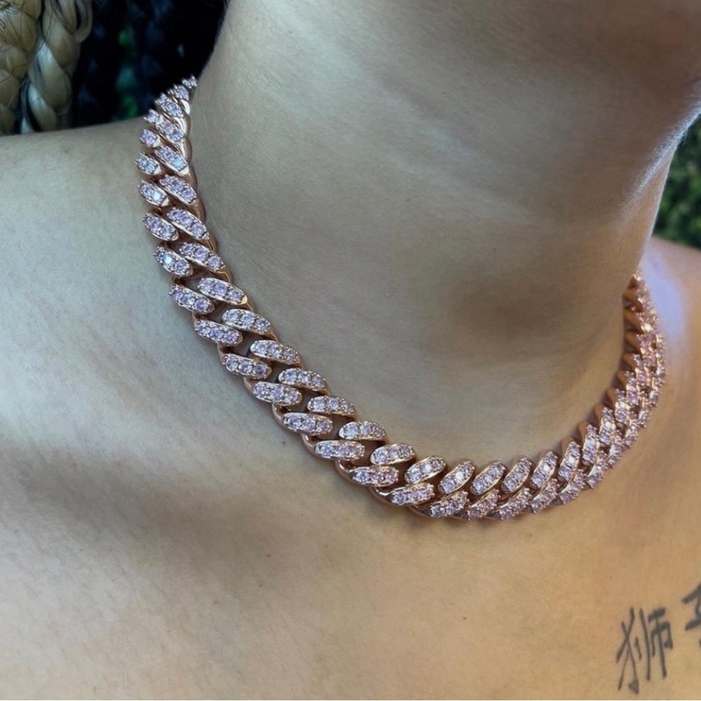 Pink Cuban link chain , 12mm Cuban link chain 18inch